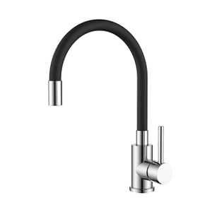 Grifo de cocina cromado de acero inoxidable con rociador abatible