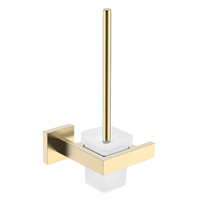 Juego de escobilla y soporte para baño de oro cepillado montado en la pared