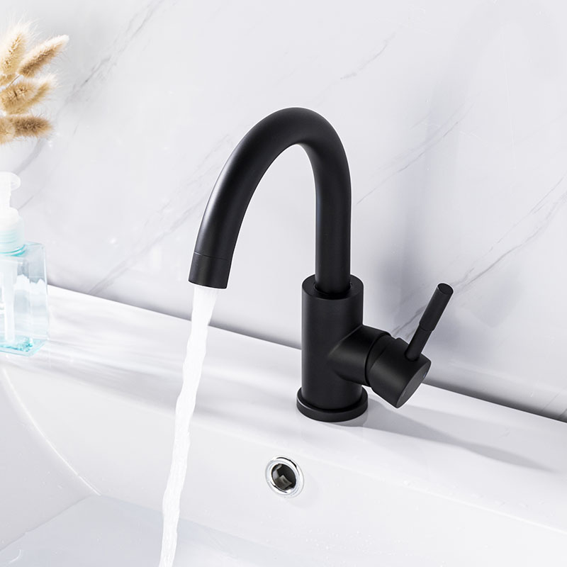 Grifo de fregadero de cocina negro mate de un solo orificio moderno