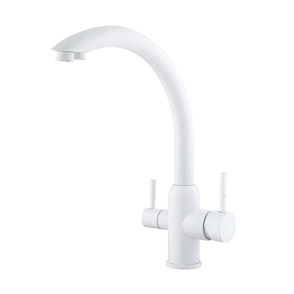 Grifo de cocina blanco de 3 vías con pico de agua potable
