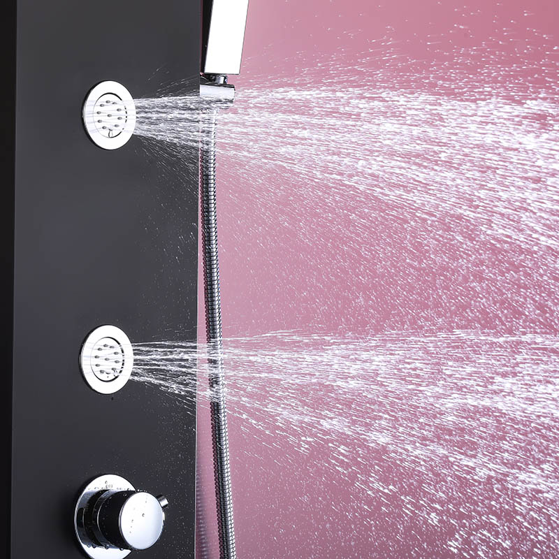 Ducha de baño sistema de panel de ducha termostático negro mate