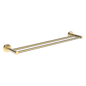 Toallero doble de pared dorado cepillado para baño