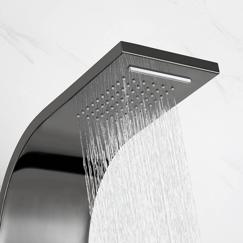 Panel de ducha de masaje de cuerpo completo de baño gris gunmetal de lujo