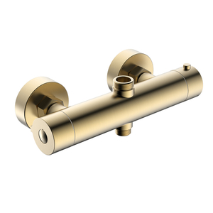 Válvula termostática de ducha de barra de baño expuesta en oro cepillado de 2 vías