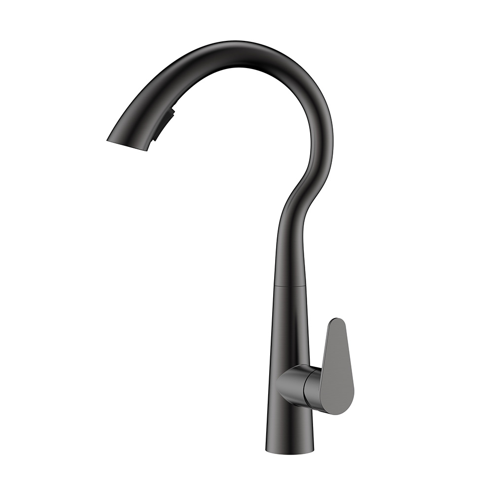 Mezcladora de fregadero de acero inoxidable de gunmetal de cuello cisboso para cocina